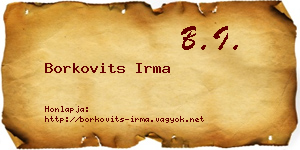 Borkovits Irma névjegykártya