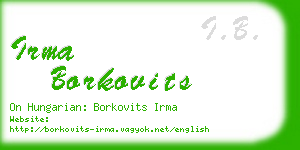 irma borkovits business card